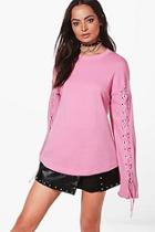 Boohoo Marsa Oversized Eyelet Sleeve Sweatshirt