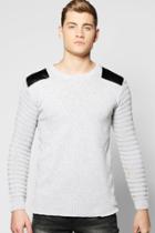 Boohoo Knitted Jumper With Biker Details Grey