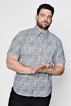 Boohoo Big And Tall Leaf Print Short Sleeve Shirt