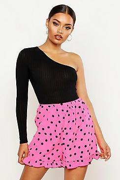 Boohoo Neon Polka Dot Flippy Shorts