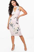 Boohoo Serena Floral Choker Midi Dress