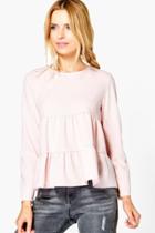 Boohoo Tia Tiered Woven Blouse Nude