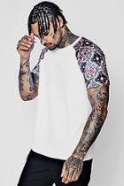 Boohoo Raglan T-shirt With Printed Velour Sleeves