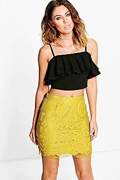 Boohoo Priya Lace Scalloped Hem Mini Skirt
