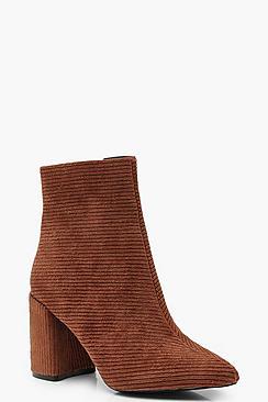 Boohoo Cord Block Heel Shoe Boots