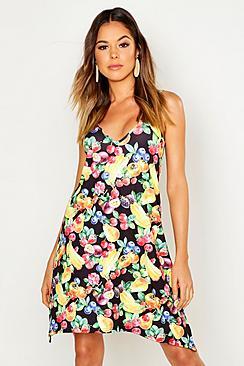 Boohoo Fruit Print Swing Dress