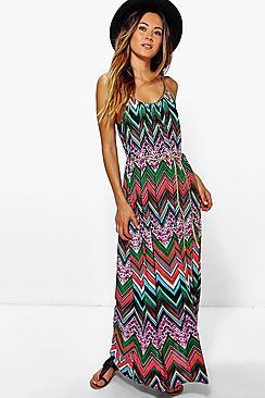 Boohoo Geraldine Zig Zag Maxi Dress