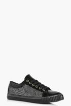 Boohoo Kate Mesh Insert Lace Up Trainer Black