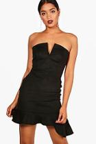 Boohoo Clarisse Suedette Bandeau Bodycon Dress