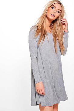 Boohoo Basic V Neck Swing Dress