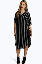 Boohoo Plus Emma Striped Shirt Dress