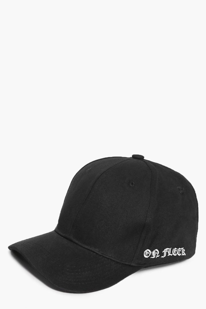 Boohoo Amelia On Fleek Slogan Cap Black