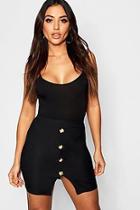 Boohoo Button Front Ribbed Mini Skirt