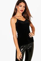 Boohoo Tall Rosie Lace Trim Velvet Cami