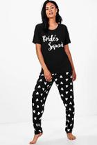 Boohoo Abigail Bride's Squad Heart T & Legging Set