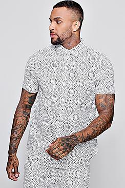 Boohoo Tile Print Short Sleeve Shirt Co-ord