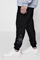 Boohoo Big And Tall Rose Embroidered Jogger