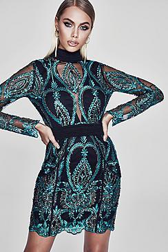 Boohoo Premium Isabelle Open Back Sequin Dress