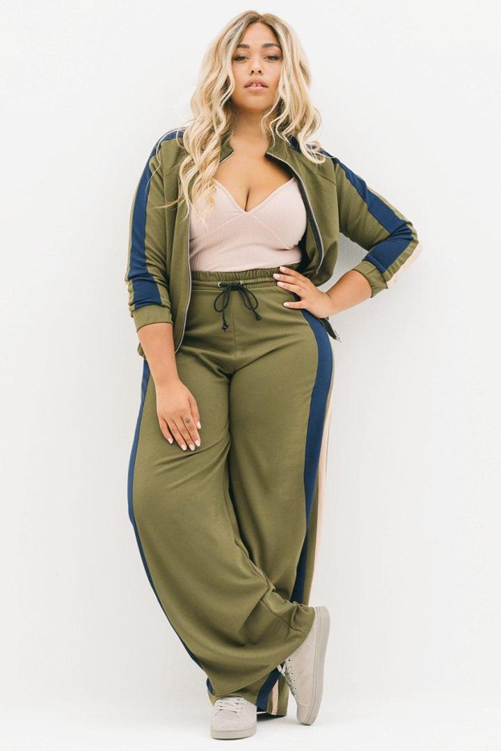Boohoo Jordyn 3 Side Stripe Pant Khaki