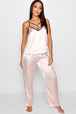 Boohoo Daisy Ring & Strap Detail Cami & Trouser Set