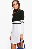 Boohoo Camille Mono High Neck Colour Block Shift Dress