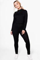 Boohoo Plus Holly High Neck Lounge Crop Top And Legging