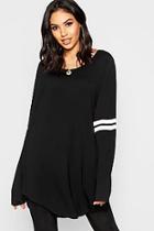 Boohoo Long Sleeve Baseball Stripe T-shirt