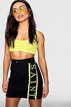 Boohoo Jasmine Graphic Sweat Mini Skirt