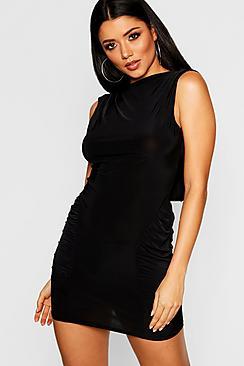 Boohoo Cowl Back Slinky Mini Bodycon Dress