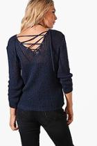 Boohoo Francesca Lace Up Back Slouchy Jumper