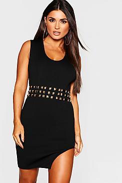 Boohoo Studded Waist Bodycon Dress