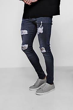 Boohoo Super Skinny Jeans With Distressed Knees And Thighs