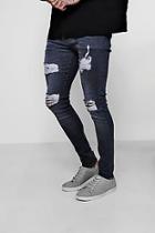 Boohoo Super Skinny Jeans With Distressed Knees And Thighs