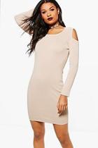Boohoo Ambrosia Cold Shoulder Ribbed Dress