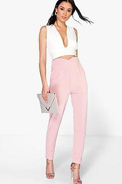 Boohoo Natalya High Waisted Tailored Woven Trousers
