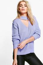 Boohoo Alice Asymmetric Choker Jumper Orchid