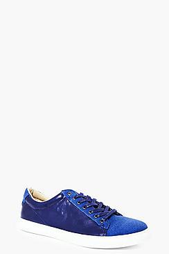 Boohoo Denim Blue Lace Up Trainer