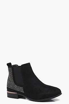 Boohoo Vickie Diamante Trim Chelsea Boots