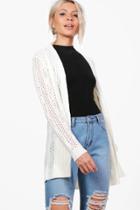 Boohoo Jenna Crochet Cable Cardigan Cream