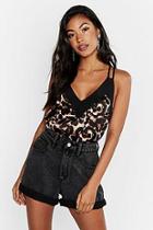 Boohoo Woven Leopard Satin Double Strap Cami