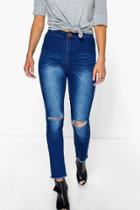 Boohoo Hannah High Rise Tube Jeans Blue