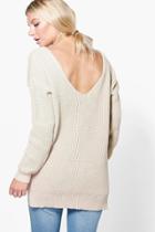 Boohoo Laura V Back Oversized Jumper Stone
