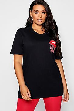 Boohoo Plus Lip Print T-shirt