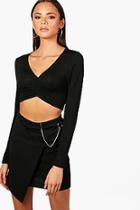 Boohoo Tall Isabel Bardot Ruched Front Crop