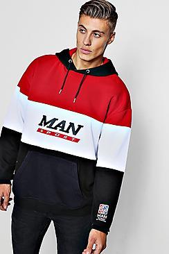 Boohoo Colour Block Man Sport Hoodie