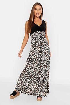 Boohoo Petite Leopard Print Maxi Dress