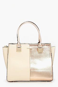 Boohoo Paige Rose Panelled Structured Day Bag