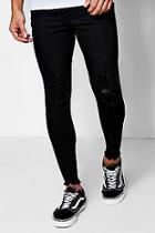 Boohoo Black Super Skinny Jeans With Raw Hem