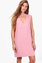 Boohoo Sophie O Ring Detail Choker Plunge T-shirt Dress Rose