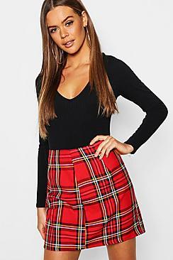 Boohoo Woven Tartan Check A Line Mini Skirt